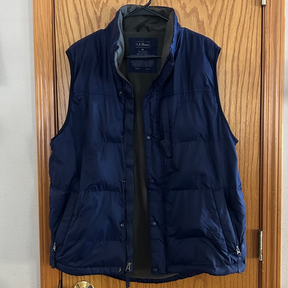 L.L. Bean Dark Blue Quilted Goose Down Vest Sz M